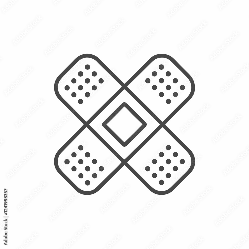Creative vector illustration of four bandages arranged in a playful cross pattern against a clean background Creative vector illustration of four bandages arranged in a playful cross pattern against a clean background