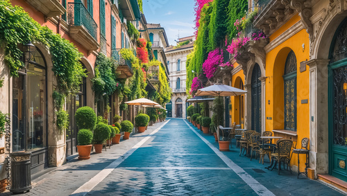 Fototapeta Naklejka Na Ścianę i Meble -  famous Brera quarter Italy sunny day