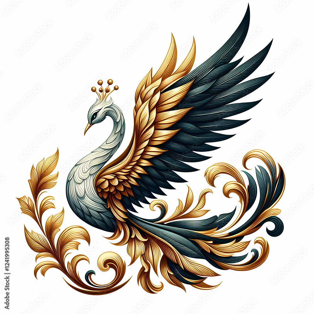 Obraz premium flying bird image on white background