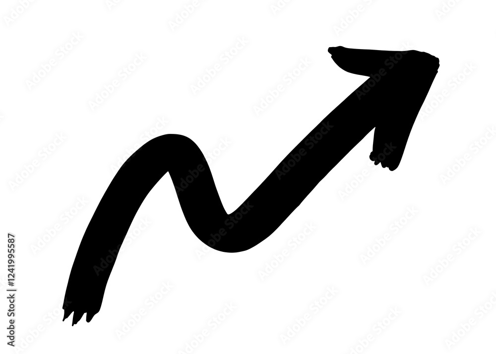 Fototapeta premium hand drawn black arrow pointing up