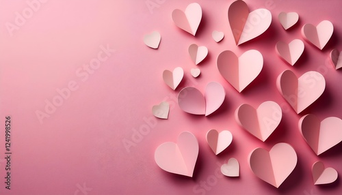 Valentine's Day Card with Pink Paper Hearts photo