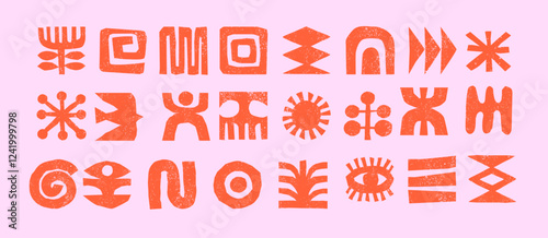 Hand drawn African, Mexican, Aztecs tribal elements collection