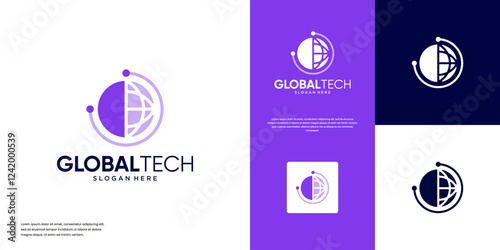 intelligence symbol, digital technology, global education, design vector template.