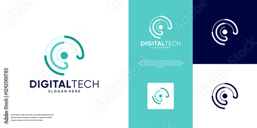 abstract logo global technology, digital connection network, database, graphic design illustration.