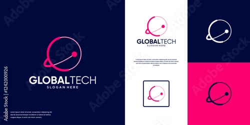 creative symbol of global technology, modern minimalism, digital services, graphic design illustration.