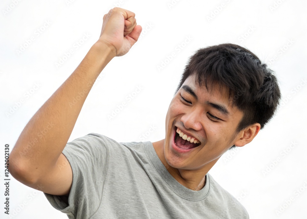 Celebrating Success With a Joyful Expression Outdoors. Generative AI Celebrating Success With a Joyful Expression Outdoors. Generative AI