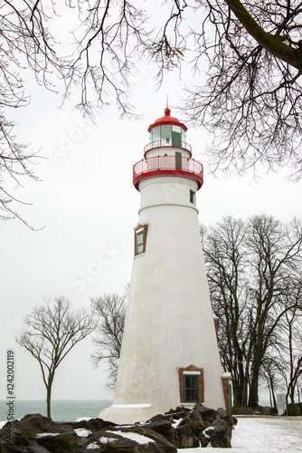 Marblehead Lighthouse with copy space photo