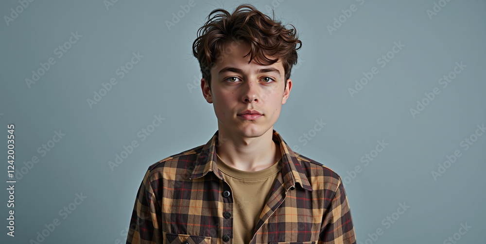 Young man posing confidently against a plain background Young man posing confidently against a plain background