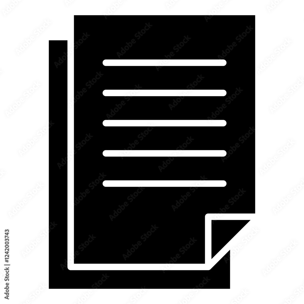 Document, paper glyph solid icon Document, paper glyph solid icon