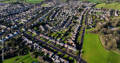 Aerial view of Residential homes and Business in Ballymena Town Co Antrim Northern Ireland photo