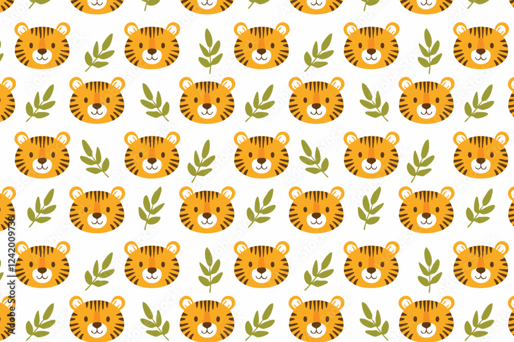 Cute tiger seamless pattern background illustration Cute tiger seamless pattern background illustration