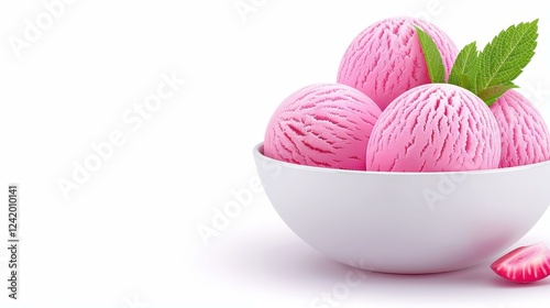 Indulge in creamy strawberry and rich chocolate ice cream balls, perfectly served in a bowl for a delightful treat photo