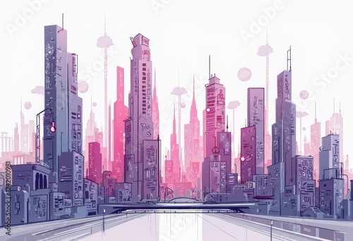 A Futuristic Cityscape with Glass Towers and Vibrant Lights