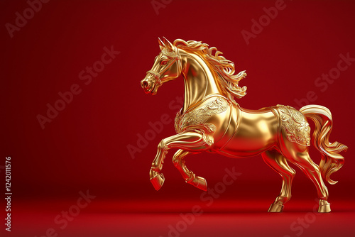 Wallpaper Mural Golden horse on red background, Chinese New Year, year of the horse Torontodigital.ca