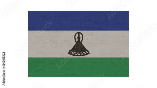 Lesotho national flag isolated on white background. Kingdom of Lesotho, formerly known as Basutoland, is a landlocked country in Southern Africa. photo