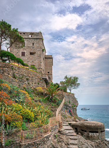 Torre Aurora (Dawn tower) in Monterosso al Mare, the westernmost of the Cinque Terre national park in La Spezia.