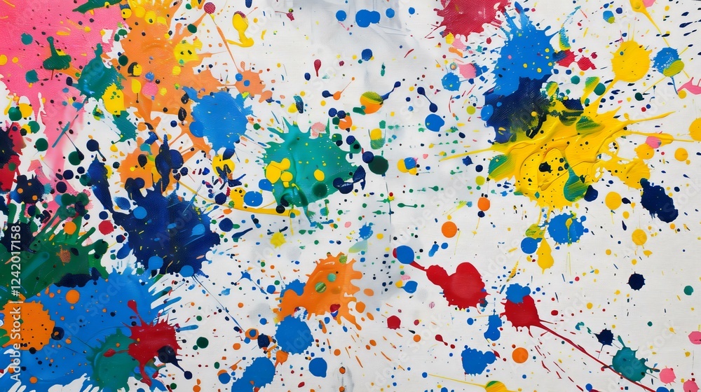 Vibrant Abstract Paint Splatter – Colorful Artistic Expression on Canvas Vibrant Abstract Paint Splatter – Colorful Artistic Expression on Canvas