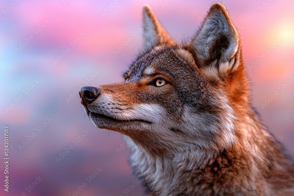 Obraz premium Wolf Portrait on Colorful Background