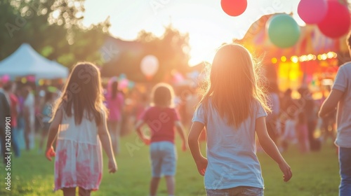 Children Playing at a Festive Carnival Gathering photo