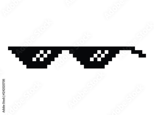 pixel art thug glasses design vector illustration on transparent background