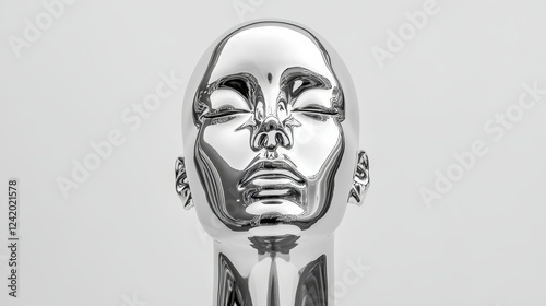 With its sleek frame and chrome finish, this mannequin head reflects light and shadow, giving it a futuristic and artistic appearance. It's a great fit for fashion, design, or technology projects.