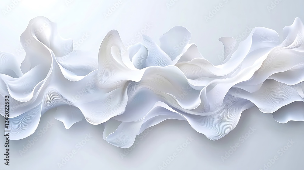 Obraz premium White fluid flow, abstract art, background