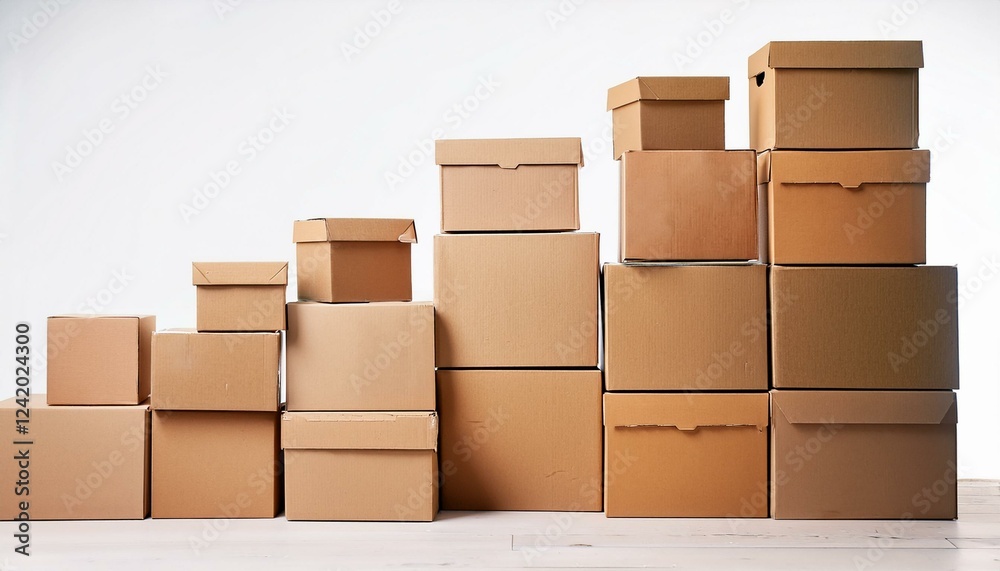 Isolated stack of brown cardboard boxes Isolated stack of brown cardboard boxes