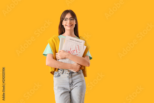 Teenage girl with laptop an...