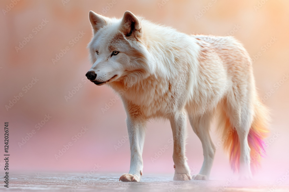 Obraz premium Serene Arctic Wolf in Soft Lighting 