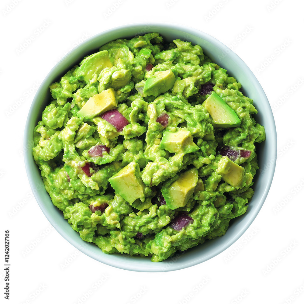 Creamy guacamole in a bowl, featuring chunks of avocado mixed with green ingredients. Creamy guacamole in a bowl, featuring chunks of avocado mixed with green ingredients.