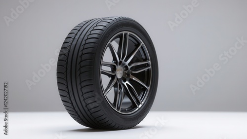 Photo of various car tires, showing a close-up of the tires with different rim designs, highlighting their quality and tread pattern.