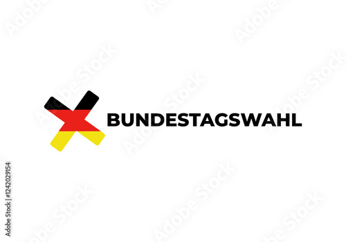Free Download Bundestagswahl 2025, German Federal Election. Ballot box with German flag and election paper. Representation of democracy, political decision-making, and governance, isolated on white background. BTW - GFXLoad