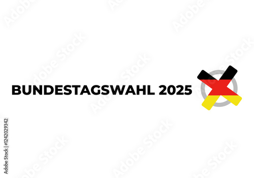 Free Download Bundestagswahl 2025, German Federal Election. Ballot box with German flag and election paper. Representation of democracy, political decision-making, and governance, isolated on white background. BTW - GFXLoad