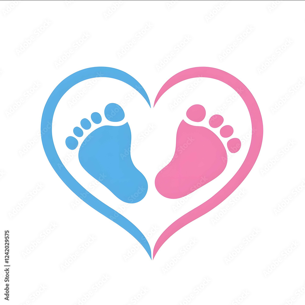 a logo in the shape of a heart made up of two baby feet one pink one blue a logo in the shape of a heart made up of two baby feet one pink one blue