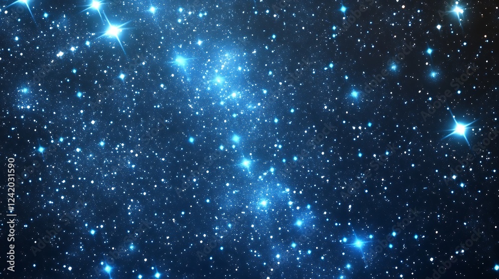 Fototapeta premium A starry night sky filled with bright stars against a deep blue background.