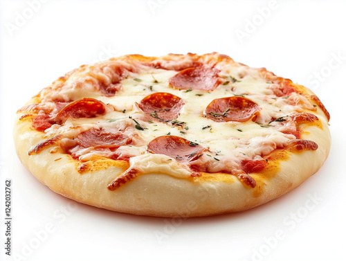 Pizza aux pepperonis sur fond blanc photo