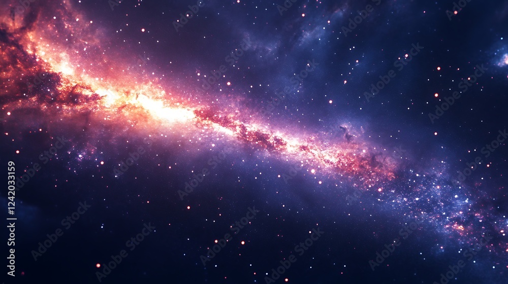 Fototapeta premium A vibrant cosmic scene depicting a galaxy with colorful nebulae and countless stars.