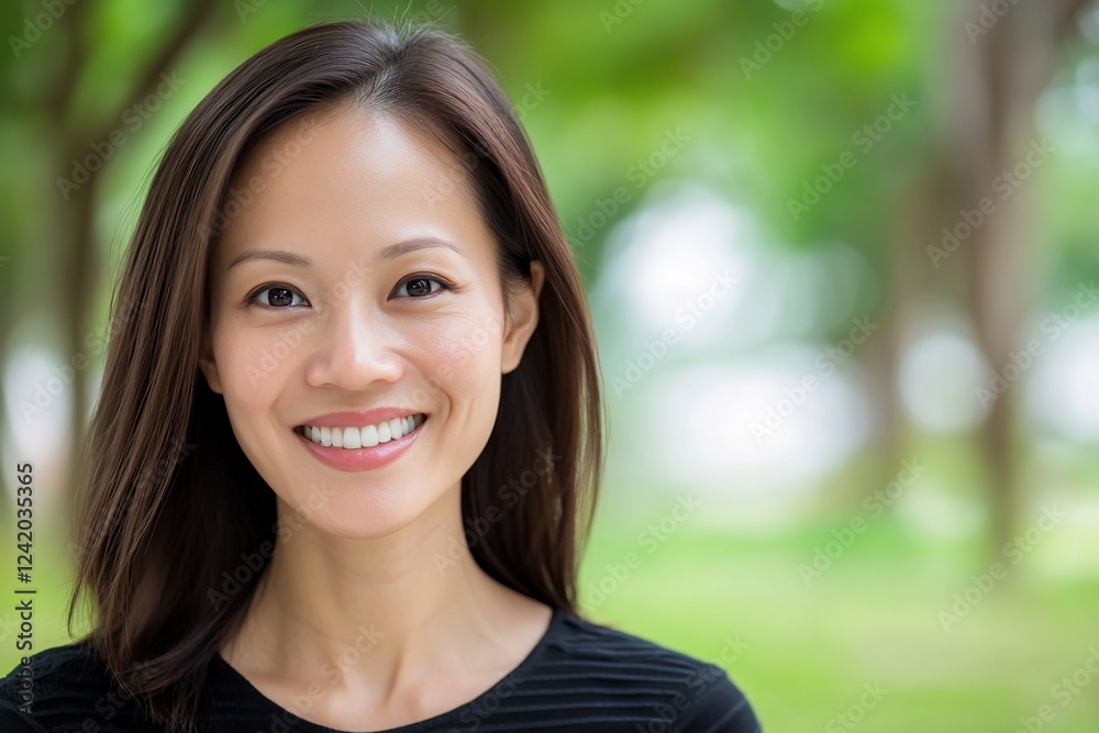 Smiling woman, park, nature background, portrait Smiling woman, park, nature background, portrait