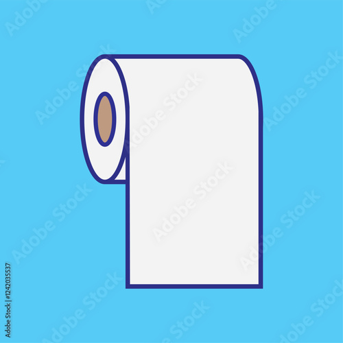 Toilet paper icon isolated on a blue background. Tissue for use in the toilet room. Toilet paper colorful flat vector symbol from bathroom collection for mobile apps, web, infographics and ui, EPS 10