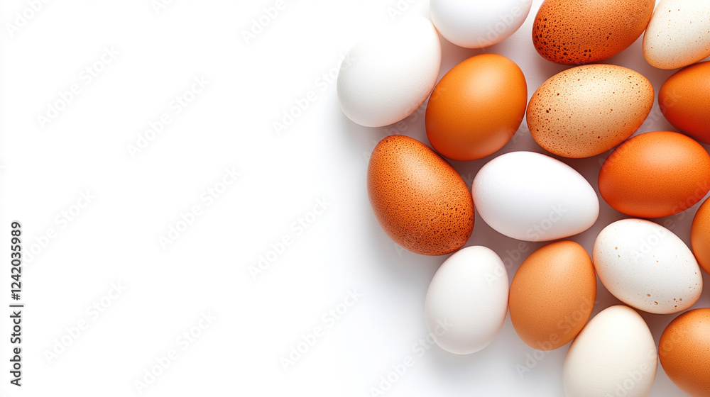 A pile of raw brown chicken eggs viewed from above, symbolizing fertility, new beginnings, and potential. The modern blurred background with blank space evokes simplicity and minimalism.
A pile of raw brown chicken eggs viewed from above, symbolizing fertility, new beginnings, and potential. The modern blurred background with blank space evokes simplicity and minimalism.