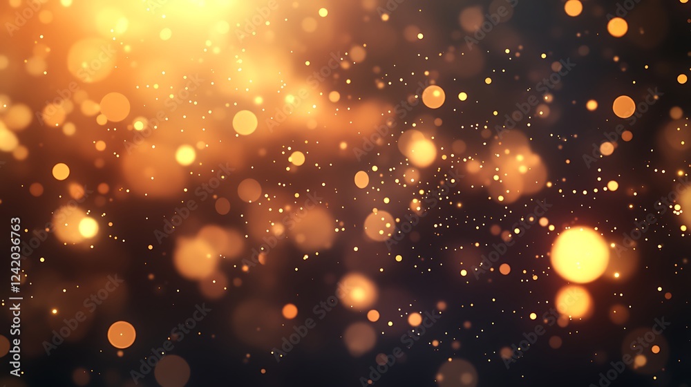 Fototapeta premium A shimmering background of golden bokeh lights creating a warm, festive atmosphere.