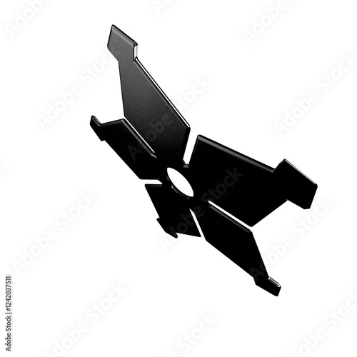 3D Illustration of a Ninja Shuriken –Realistic depiction of a traditional throwing star with sharp blades, metallic texture, and detailed design, perfect for digital art projects, graphics, and poster