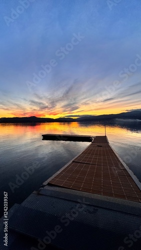 Sunset over the lake Como in Italy