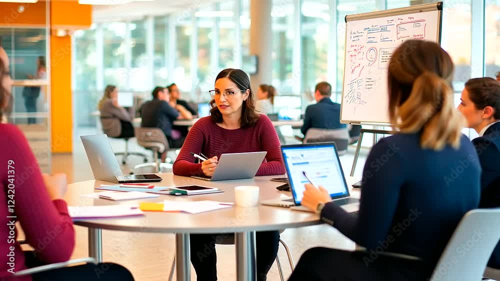 A multicultural team collaborates on strategic planning in a sleek, contemporary conference setting. A multicultural team collaborates on strategic planning in a sleek, contemporary conference setting.