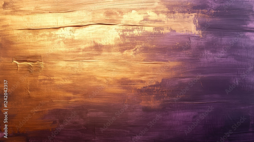 Naklejka premium Abstract Gold And Purple Painted Wooden Texture