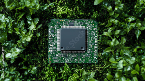 Powerful computer processor microchip with the word representing artificial intelligence, ai technology. Technology & Nature Fusion. Illustration