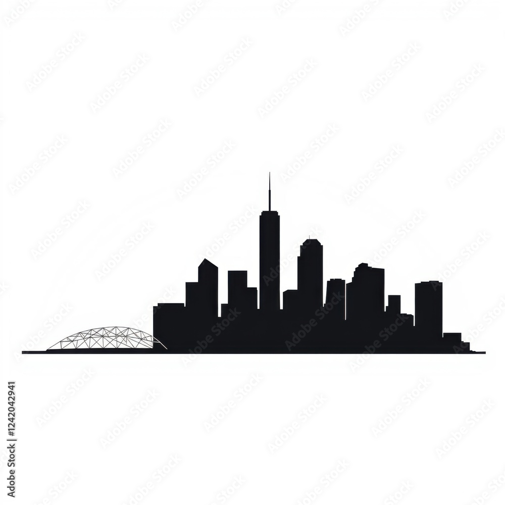 Fototapeta premium A silhouette of a city skyline featuring iconic landmarks and structures silhouetted skyline cityscape architecture illustration building city vector