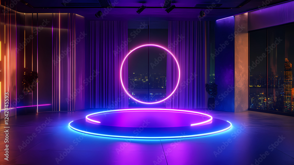 Obraz premium 3d empty blue podium