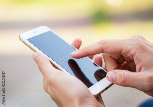 屋外でスマホを操作する人の手元 photo