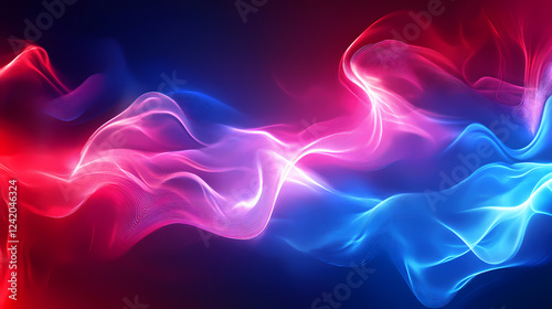 Fototapeta Naklejka Na Ścianę i Meble -  Background gaming abstract neon sci-fi themes cyberpunk red blue glowing dynamic technology wallpaper ai generated image. Technology & Nature Fusion. Illustration